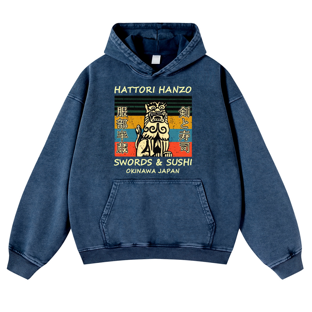 Hattori Hanzo Vintage Washed Thick Cotton Hoodie