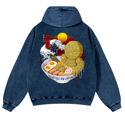 Ramen Yummy Vintage Washed Cotton Back Art Hoodie
