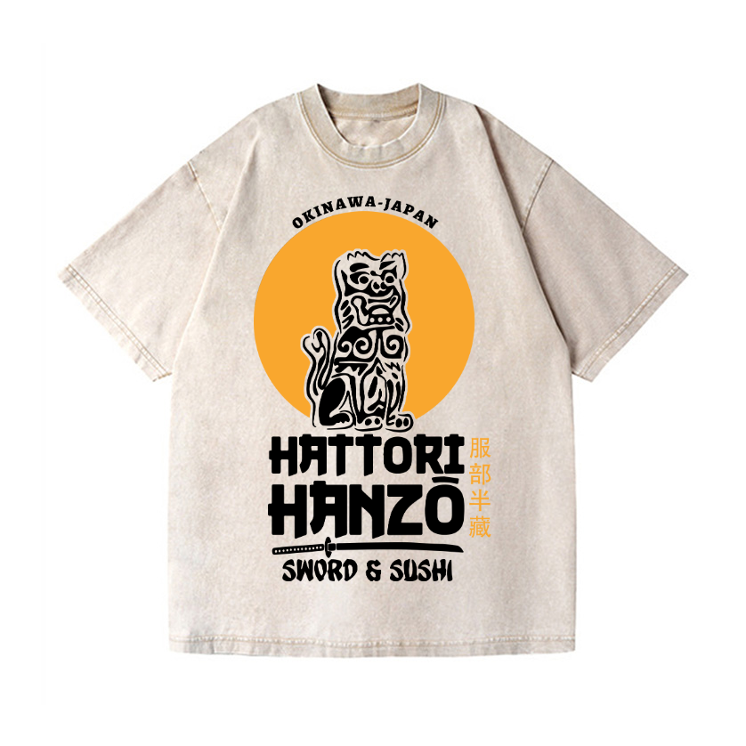 Okinawa Hattori Hanzo Komainu Vintage Wash Japanese Design T-Shirt