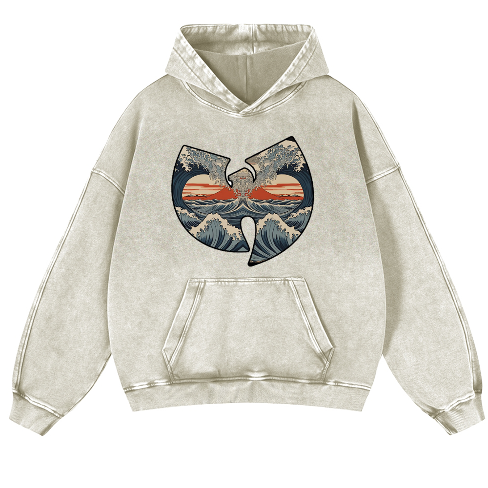 Wave Vintage Washed Thick Cotton Hoodie