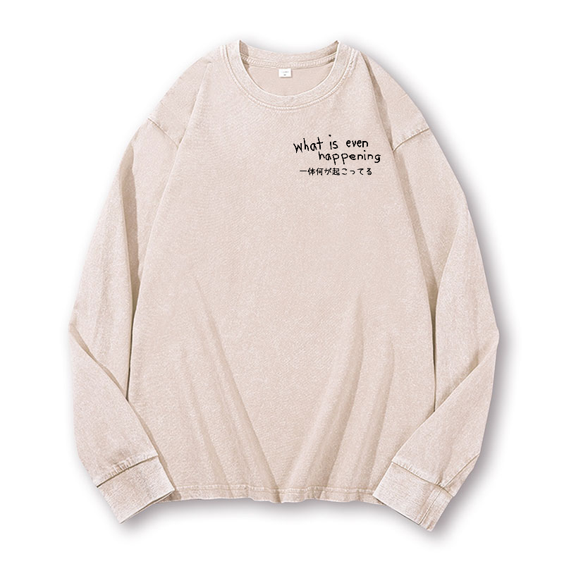 What Is Happening Vintage Washed Cotton Back Art Long-sleeve T-shirt