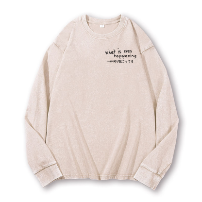What Is Happening Vintage Washed Cotton Back Art Long-sleeve T-shirt
