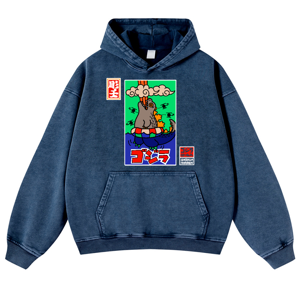 Godzilla Vintage Washed Thick Cotton Hoodie
