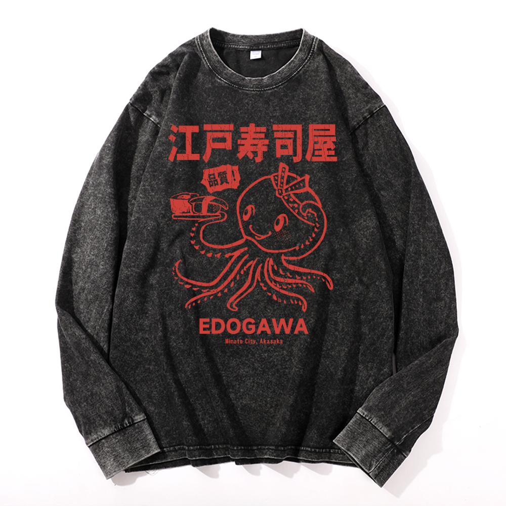 Edogawa Vintage Cotton Wash Crewneck Sweatshirt