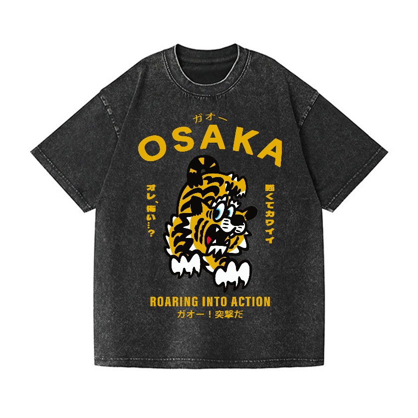 Osaka Tiger Vintage Wash Japanese Design T-Shirt