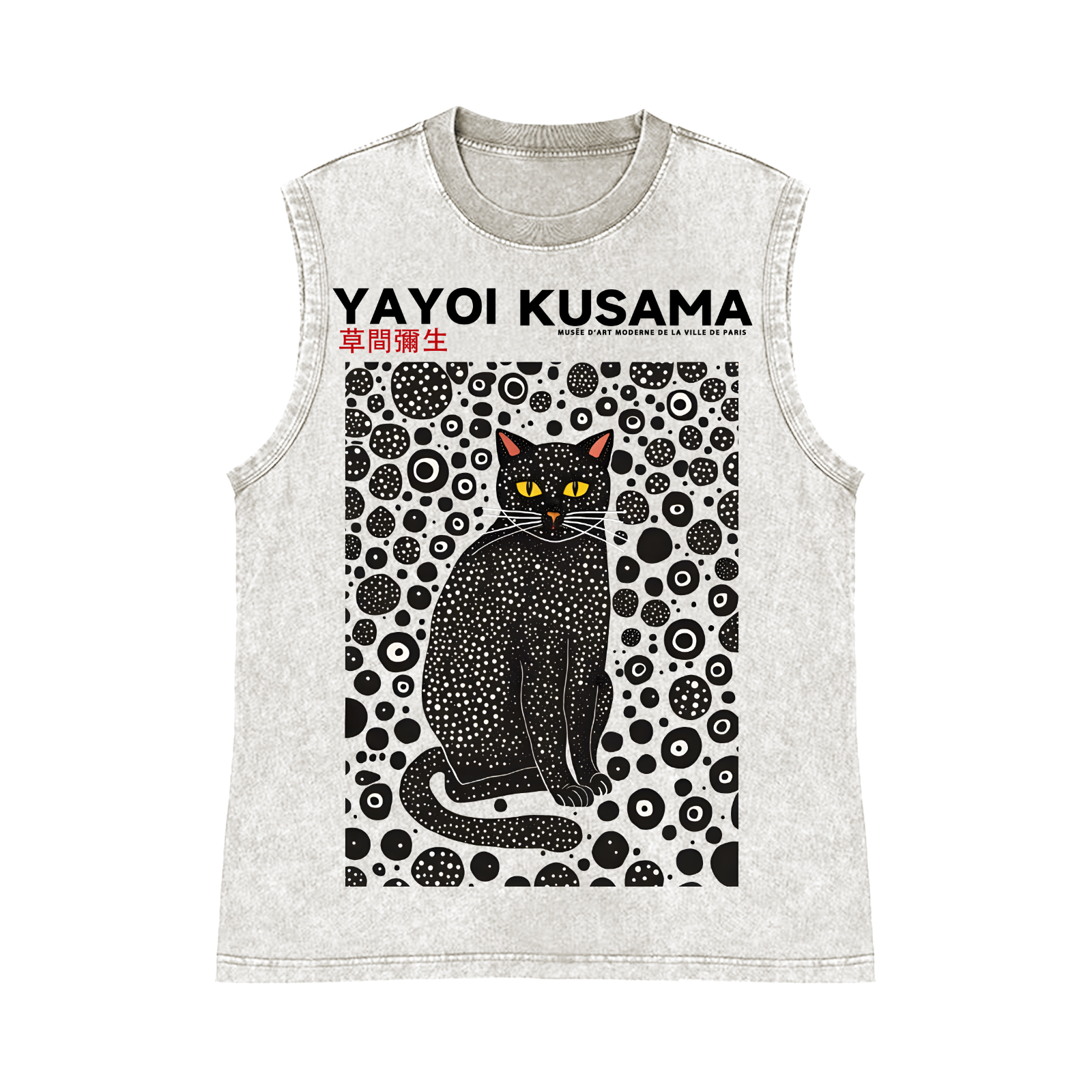 Yayoi Kusama Cat Pure Cotton Wash-Dyed Sleeveless Tank Top