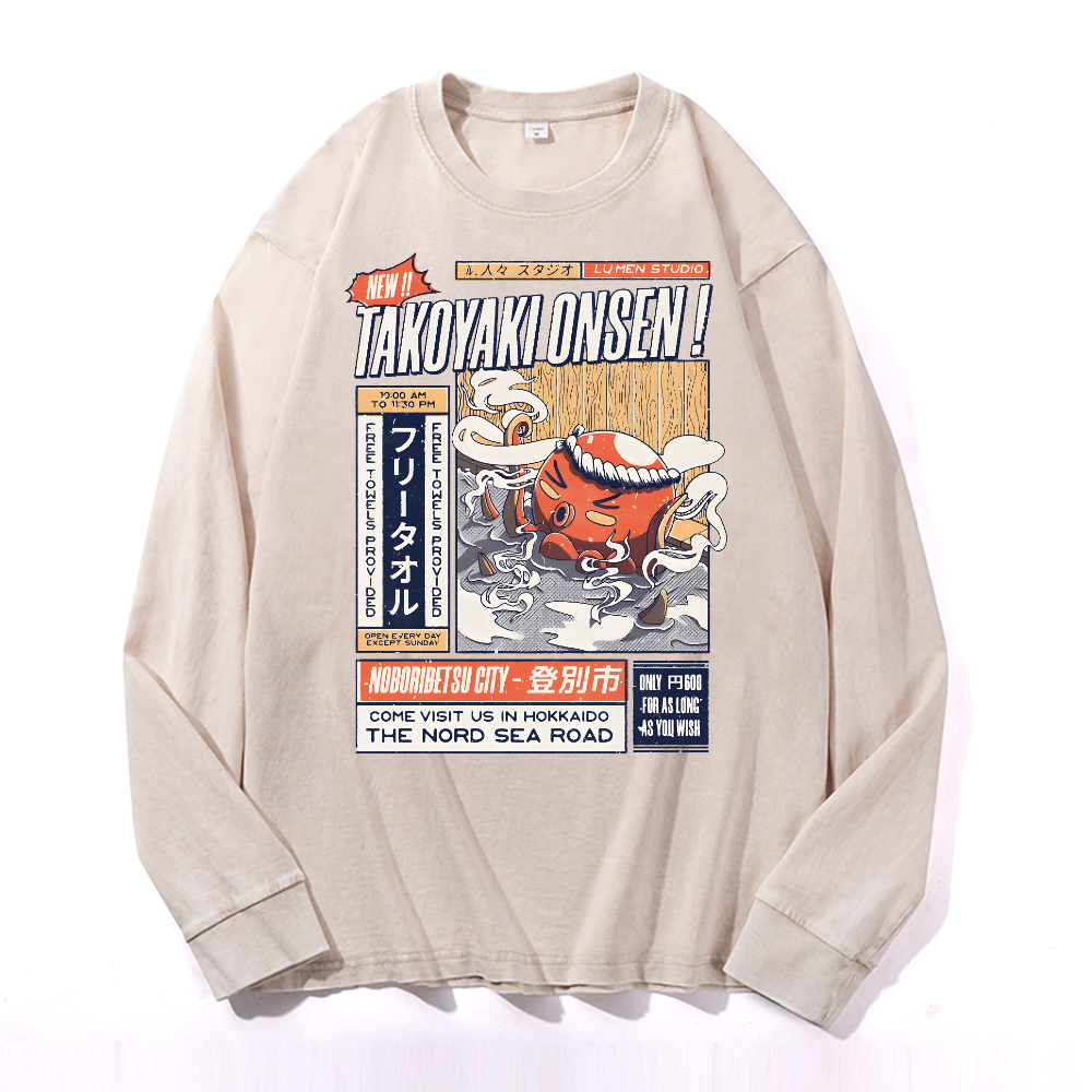 Takoyaki Vintage Cotton Wash Crewneck Sweatshirt
