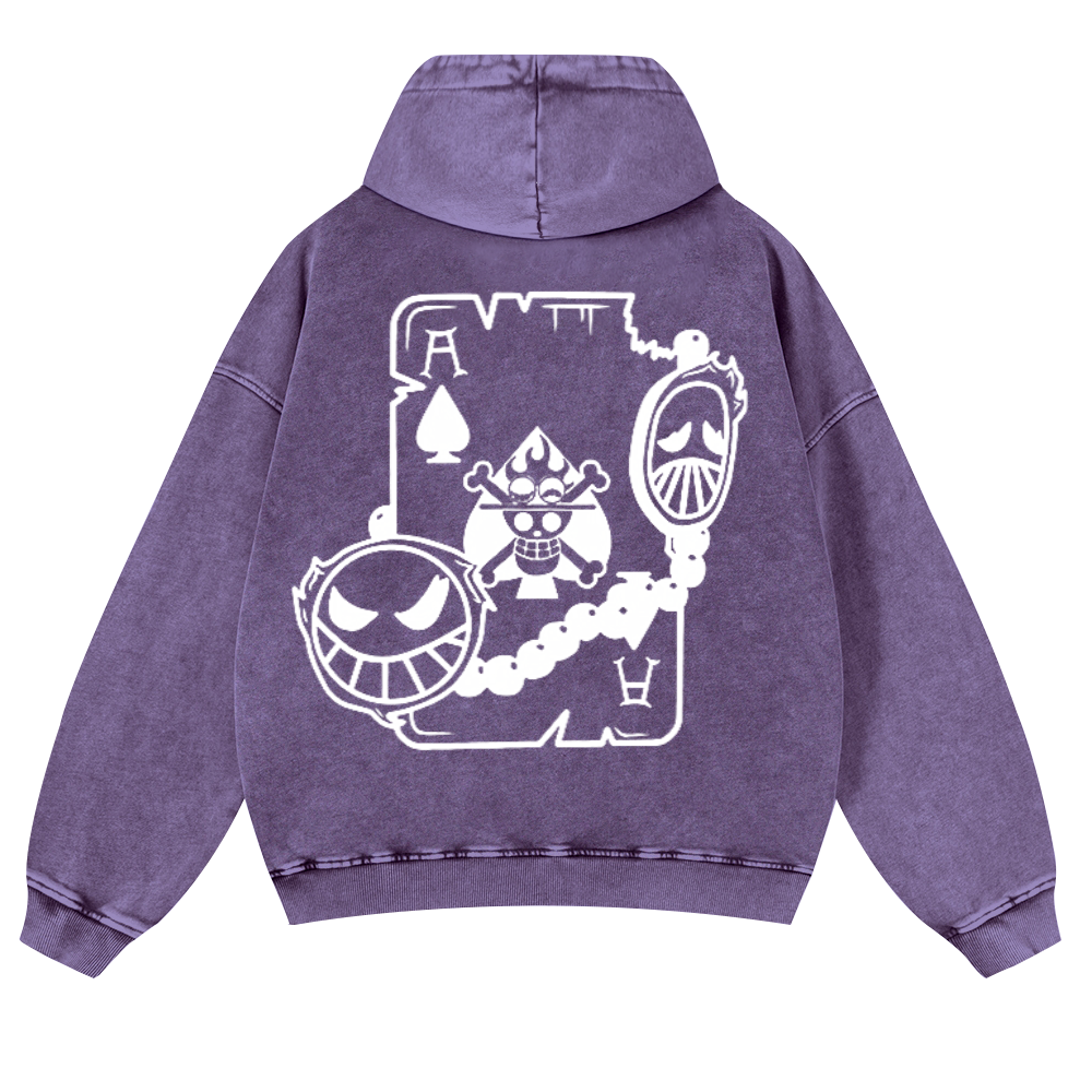 One Piece Vintage Washed Cotton Back Art Hoodie