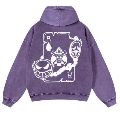 One Piece Vintage Washed Cotton Back Art Hoodie