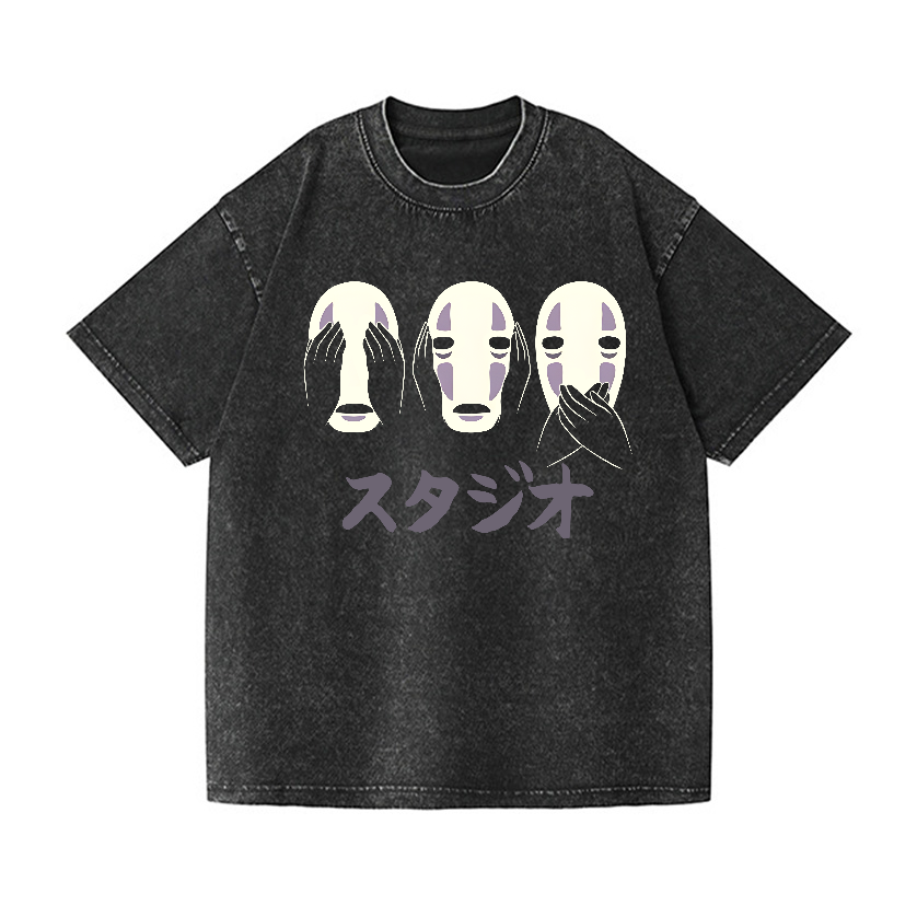 Ghibli No Face Vintage Wash Japanese Design T-Shirt