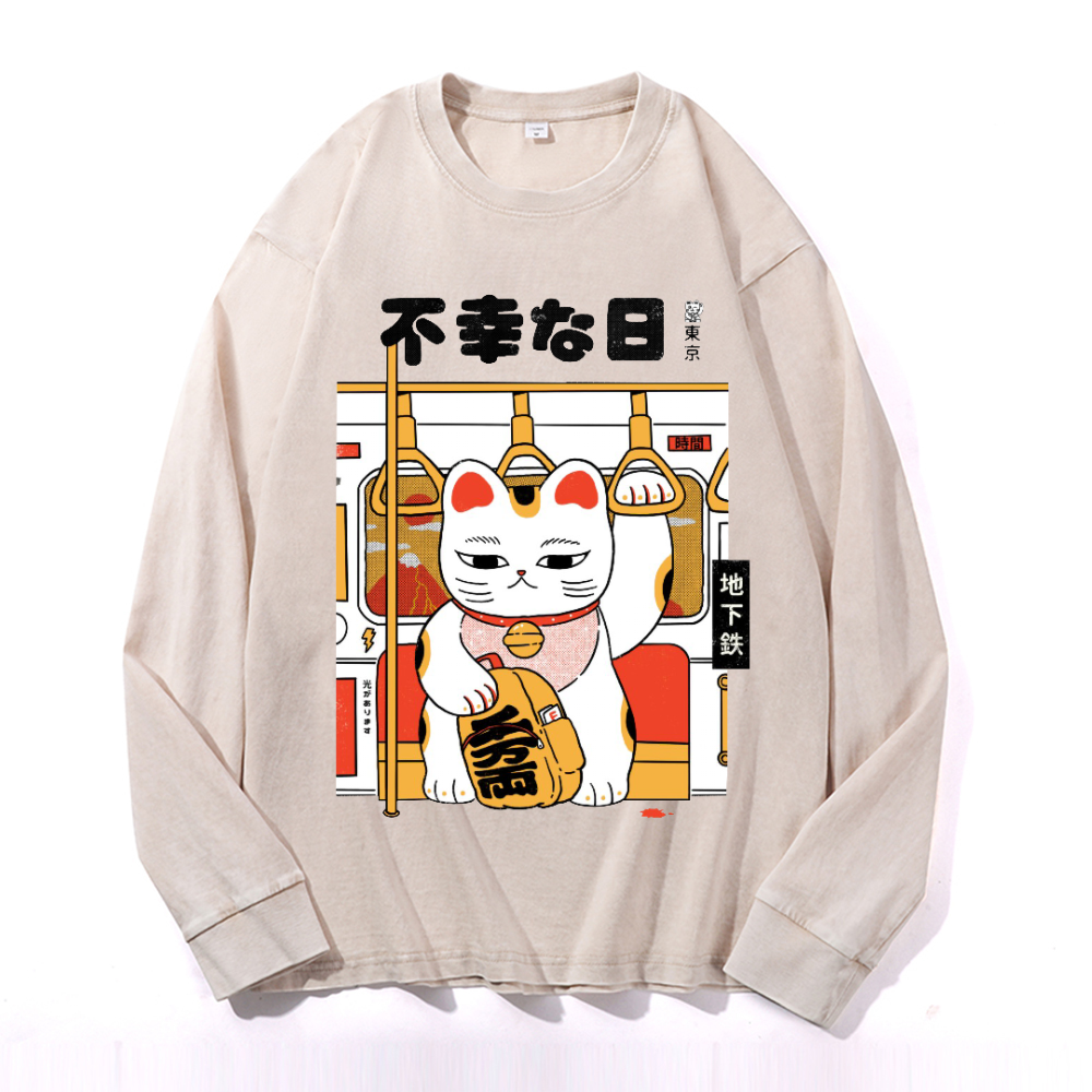 Unlucky Day Vintage Cotton Wash Crewneck Sweatshirt