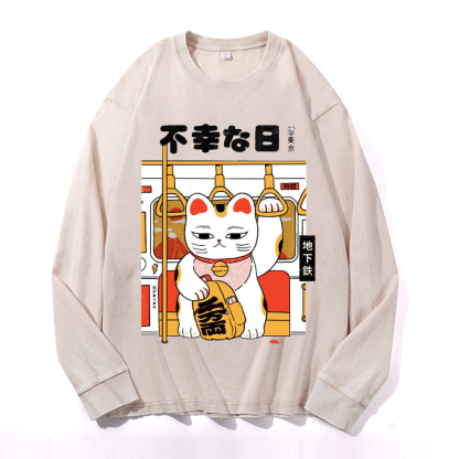 Unlucky Day Vintage Cotton Wash Crewneck Sweatshirt