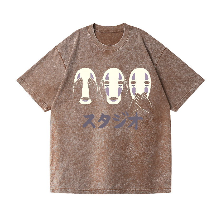 Ghibli No Face Vintage Wash Japanese Design T-Shirt