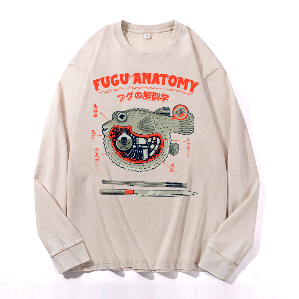 Puffer Fish Vintage Cotton Wash Crewneck Sweatshirt