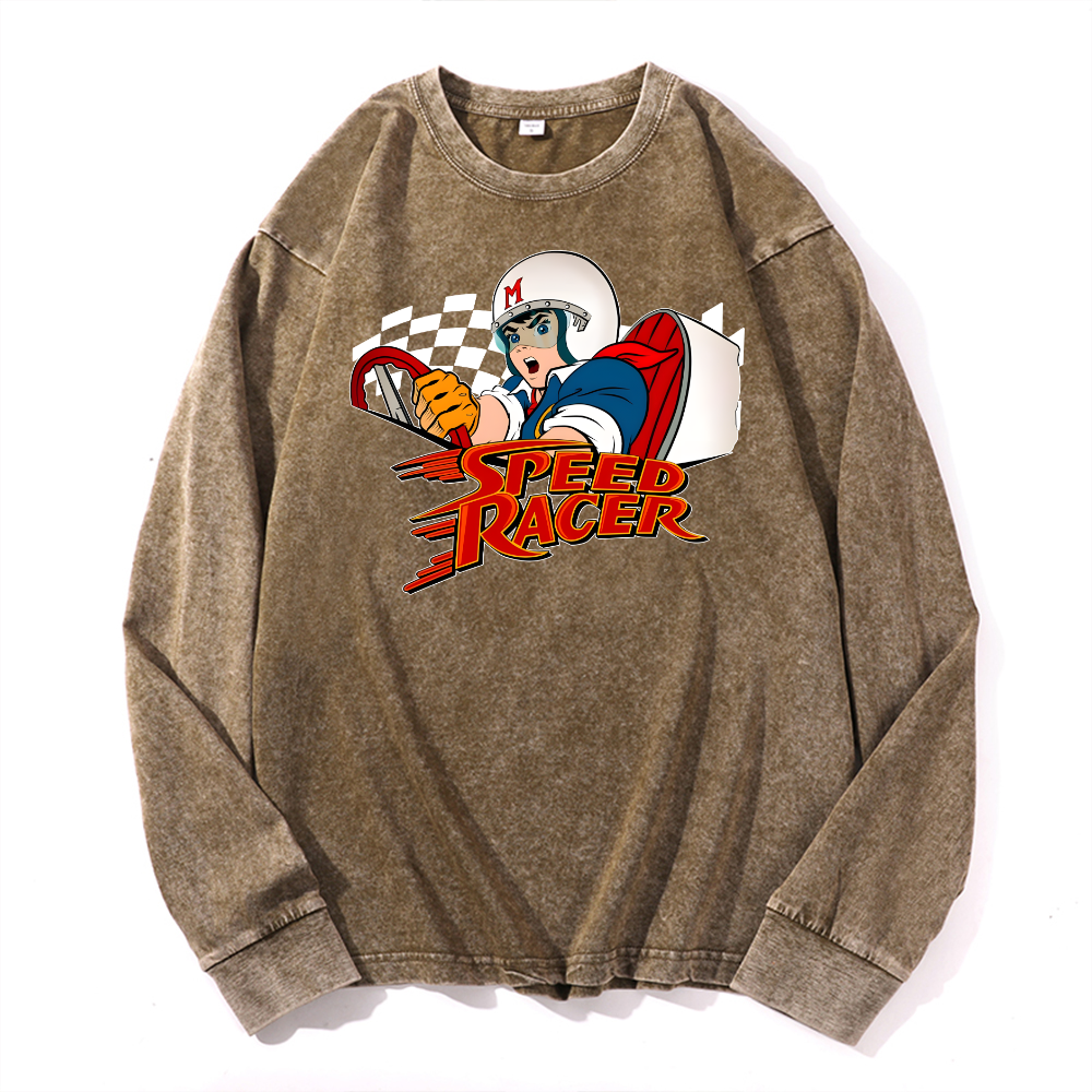 Speed Racer Vintage Cotton Wash Crewneck Sweatshirt