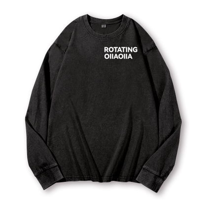 OIIA Cat Vintage Washed Cotton Back Art Long-sleeve T-shirt