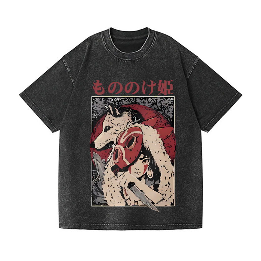 Princess Mononoke Hayao Miyazaki Ghibli Anime Vintage Wash Japanese Design T-Shirt