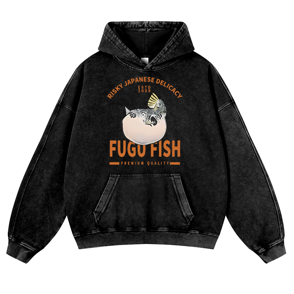 Japan's Risky Eats Vintage Washed Thick Cotton Hoodie