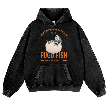 Japan's Risky Eats Vintage Washed Thick Cotton Hoodie