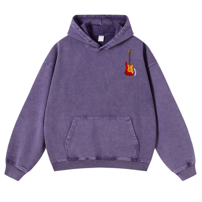Guitars Vintage Washed Cotton Back Art Hoodie