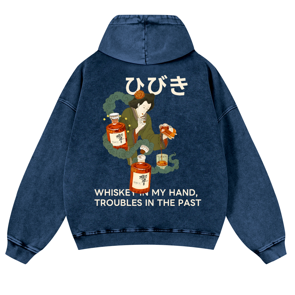 Hibiki Whisky Vintage Washed Cotton Back Art Hoodie