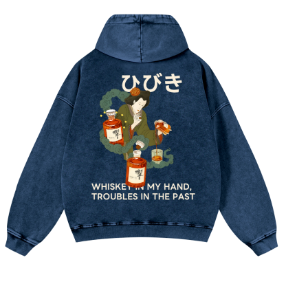Hibiki Whisky Vintage Washed Cotton Back Art Hoodie