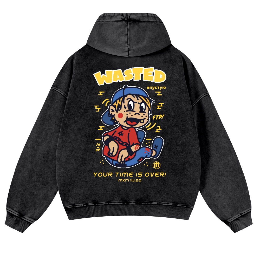 Wasted Vintage Washed Cotton Back Art Hoodie