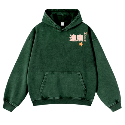 Daruma Ramen Vintage Washed Cotton Back Art Hoodie