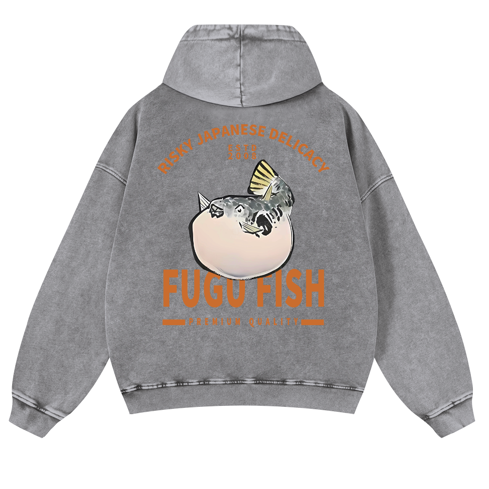 Japan's Risky Eats Vintage Washed Cotton Back Art Hoodie