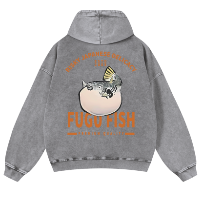 Japan's Risky Eats Vintage Washed Cotton Back Art Hoodie