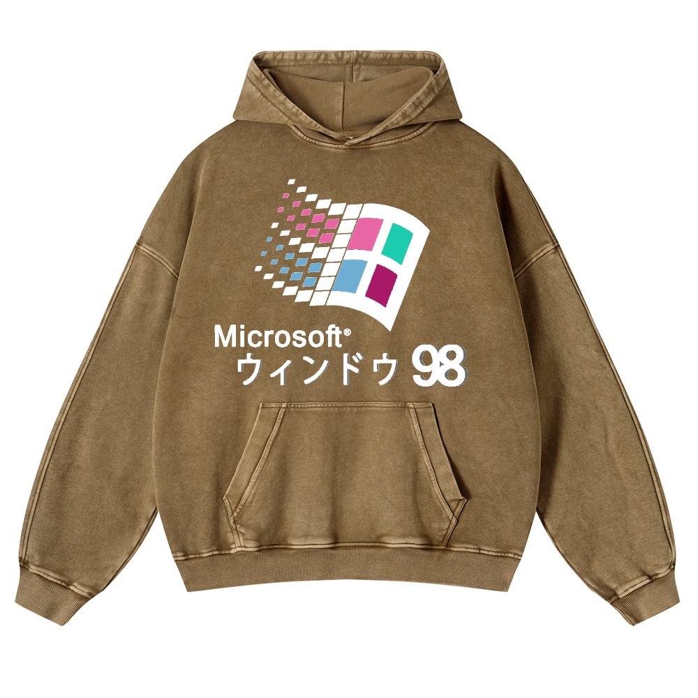 Microsoft Windows 98 Vintage Washed Thick Cotton Hoodie