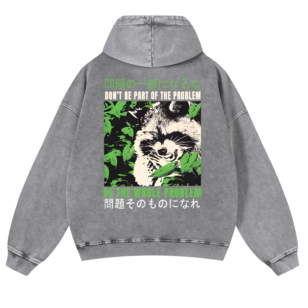 Raccoon Vintage Washed Cotton Back Art Hoodie