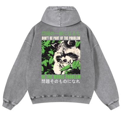 Raccoon Vintage Washed Cotton Back Art Hoodie