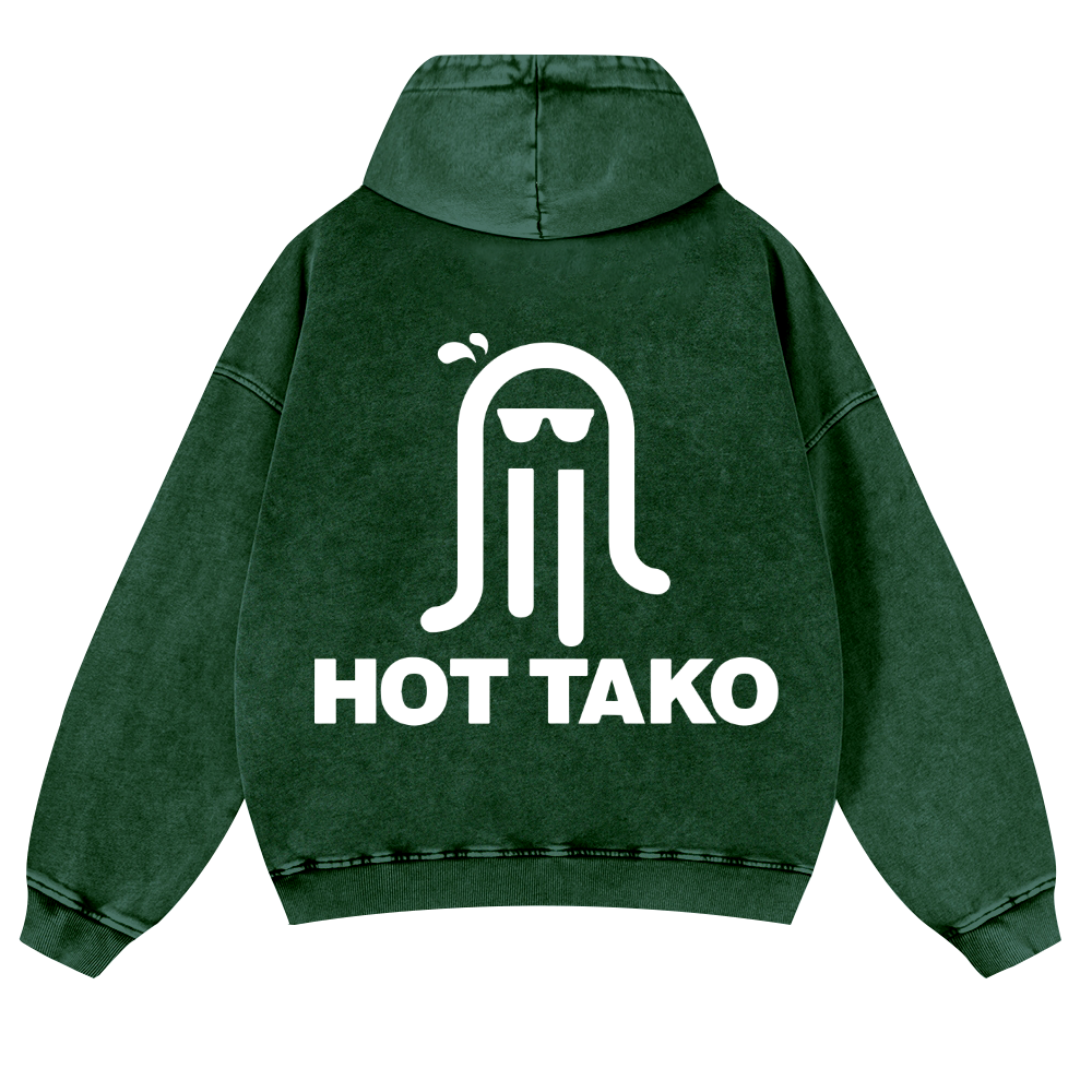 Hot Tako Vintage Washed Cotton Back Art Hoodie