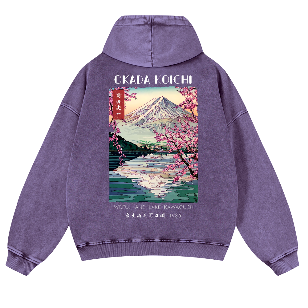 Okada Koichi Vintage Washed Cotton Back Art Hoodie