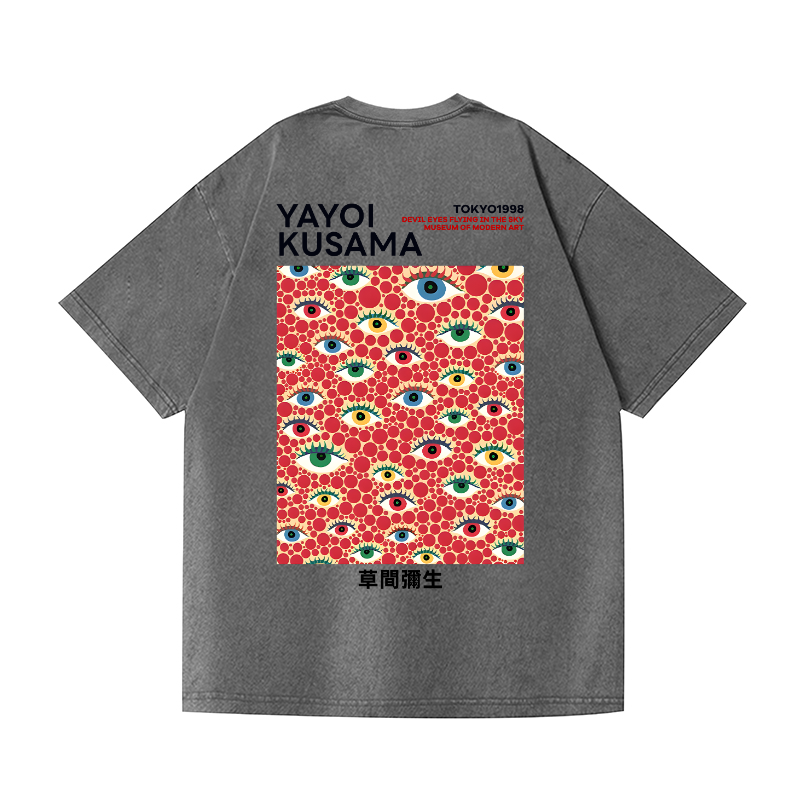 Yayoi Kusama Eyes Vintage Wash Japanese Design Back Art T-Shirt