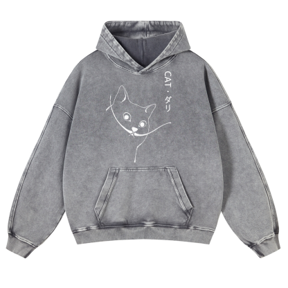 CAT Vintage Washed Thick Cotton Hoodie