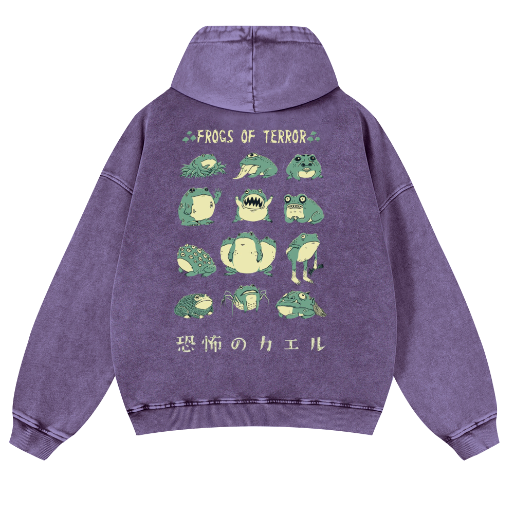 Frog Vintage Washed Cotton Back Art Hoodie