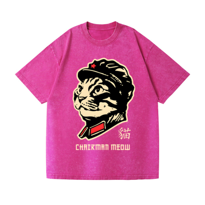 Chairman Meow Cat Vintage Wash Japanese Design T-Shirt
