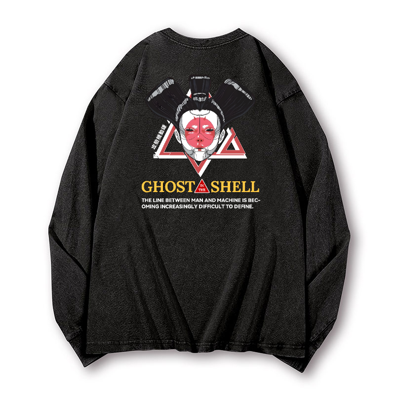 Ghost in the Shell Geisha Vintage Washed Cotton Back Art Long-sleeve T-shirt