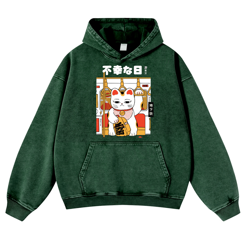 Unlucky Day Vintage Washed Thick Cotton Hoodie