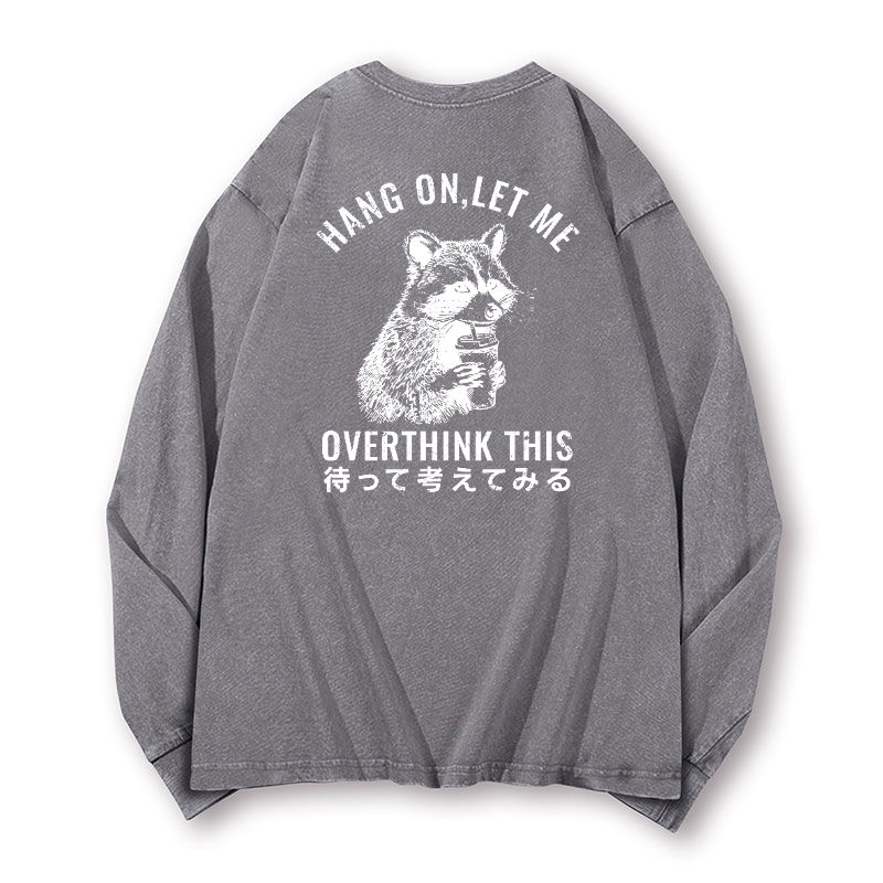 Racoon Vintage Washed Cotton Back Art Long-sleeve T-shirt