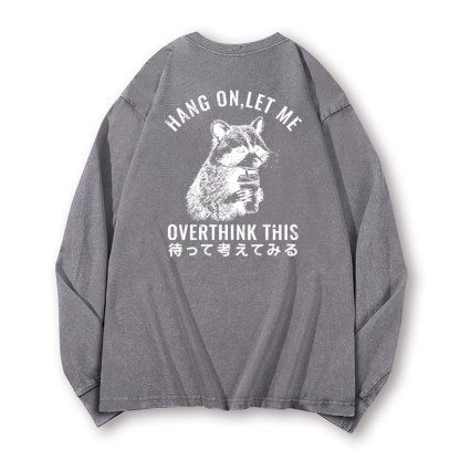 Racoon Vintage Washed Cotton Back Art Long-sleeve T-shirt