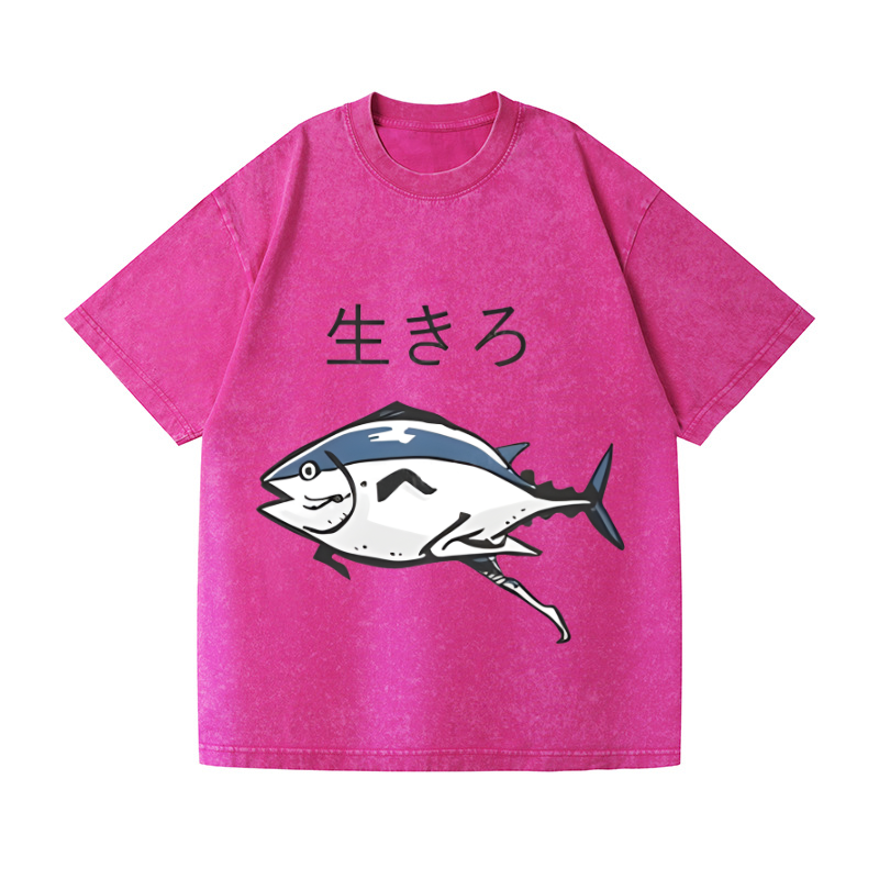The Living Fish Vintage Wash Japanese Design T-Shirt