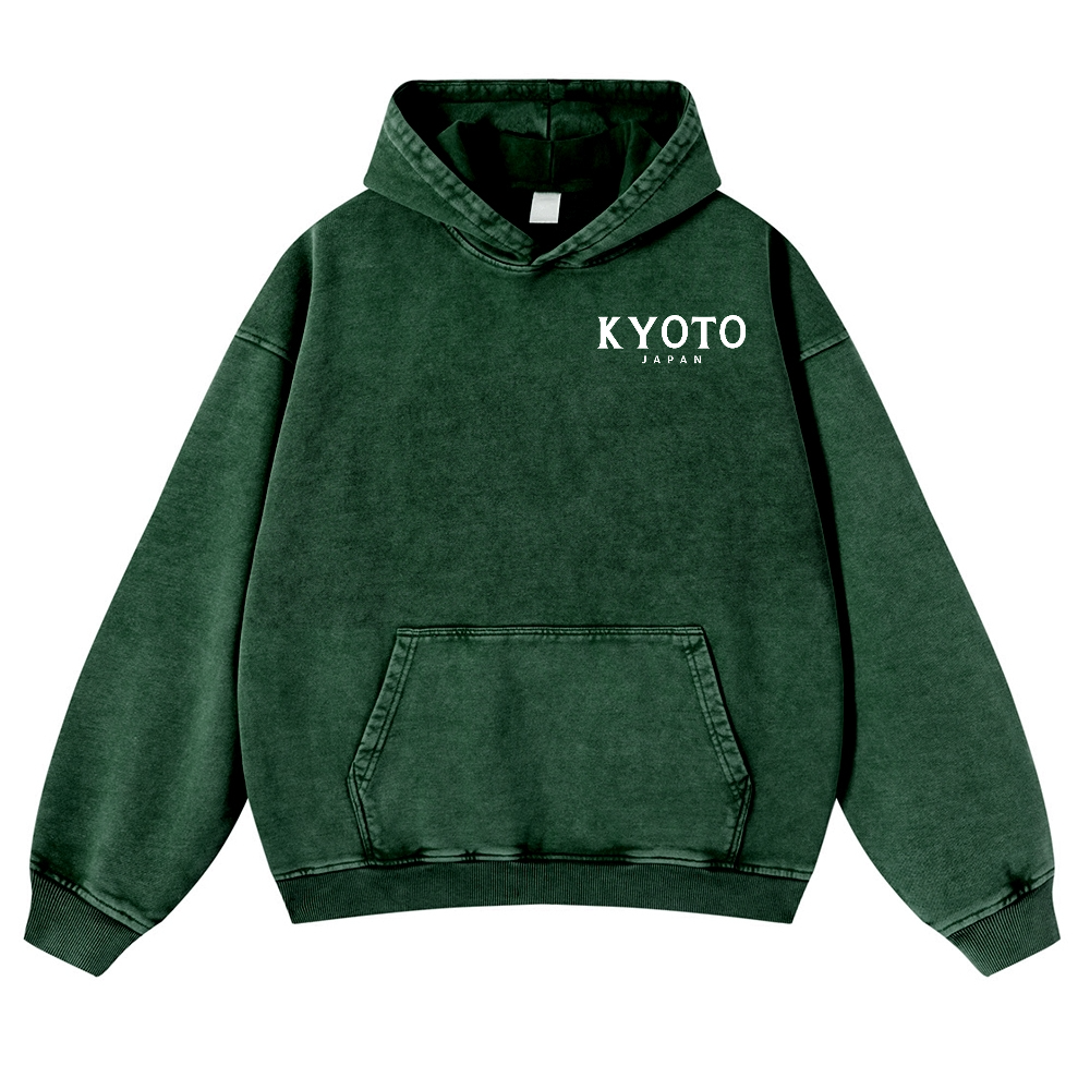 Kyoto Japan Honshu Kansai Region Vintage Washed Cotton Back Art Hoodie