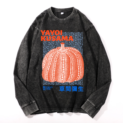 Yayoi Kusama Pumpkin Vintage Cotton Wash Crewneck Sweatshirt