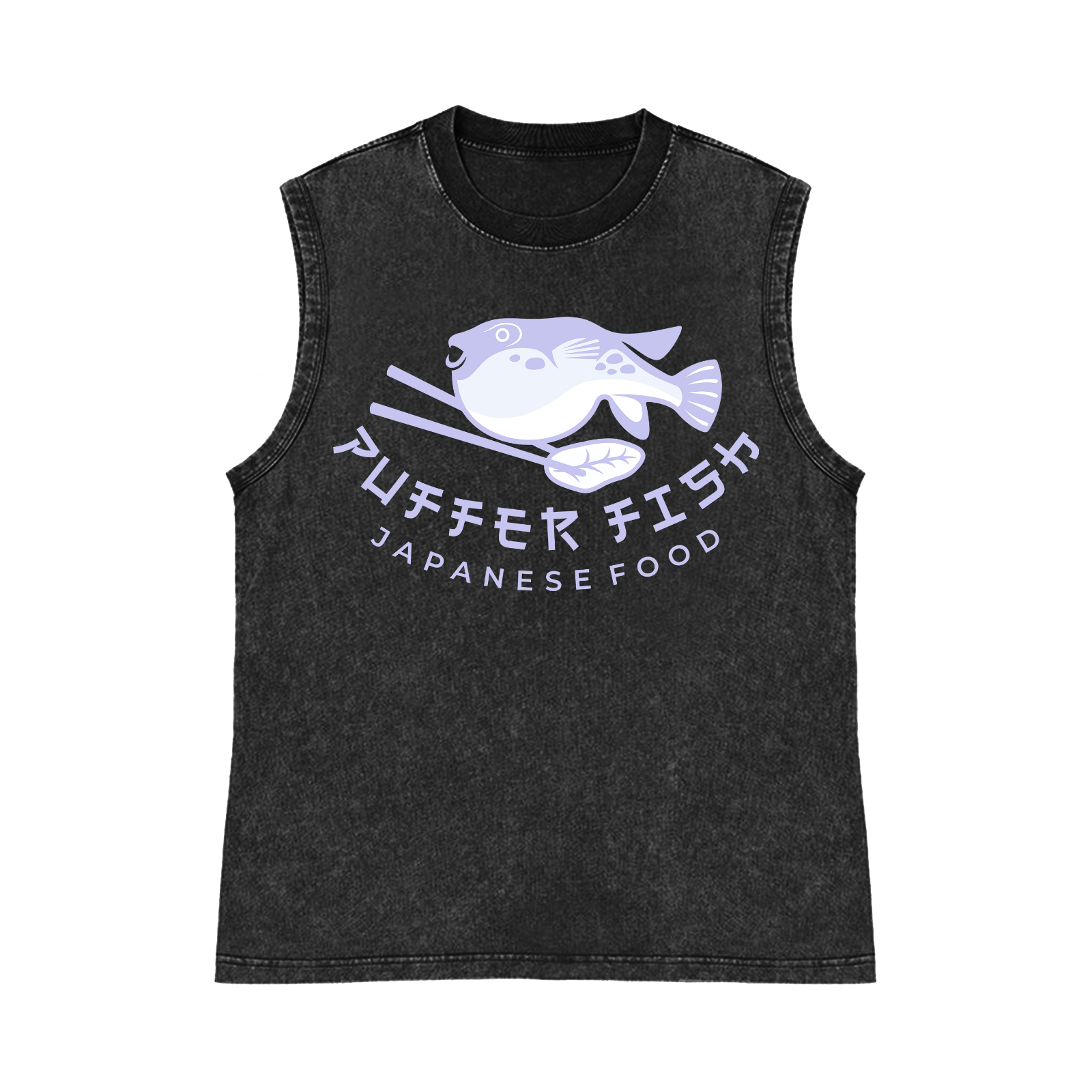 Puffer Fish Pure Cotton Wash-Dyed Sleeveless Tank Top