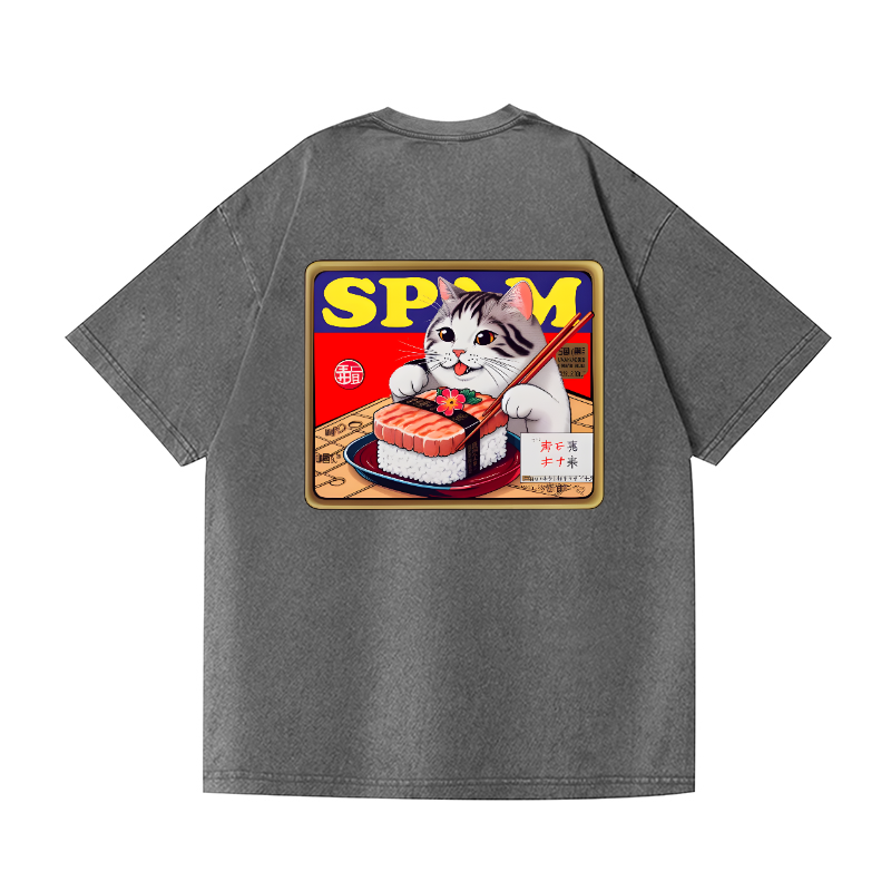 Spam Cat Vintage Wash Japanese Design Back Art T-Shirt