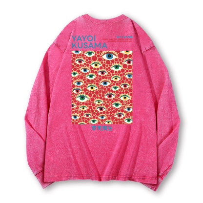 Yayoi Kusama Vintage Washed Cotton Back Art Long-sleeve T-shirt