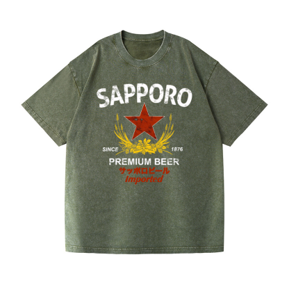 Sapporo Beer Vintage Wash Japanese Design T-Shirt